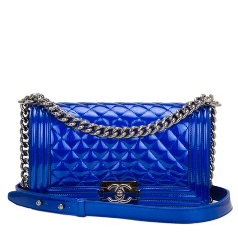 chanel metallic blue boy bag medium|Chanel le boy medium price.